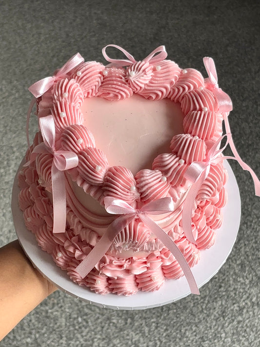 Ruffled Vintage Heart Cake